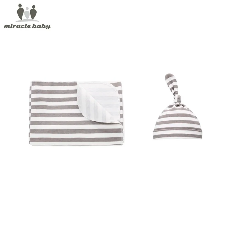 Комплект из 2 предметов одеяло для новорожденного 0 6 месяцев + шапка 100% хлопок