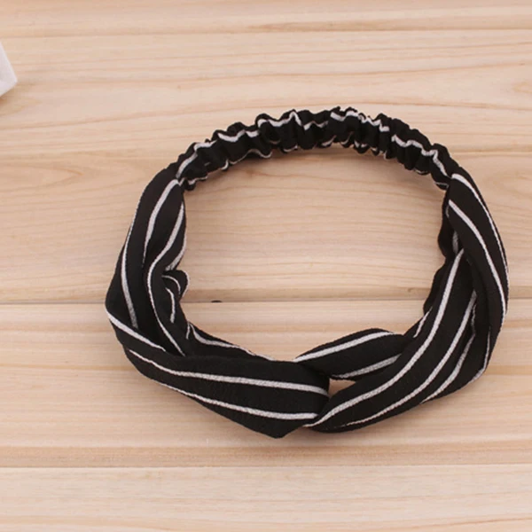 Модный узелок на голову турбан эластичная ободок для волос головной платок аксессуары для женщин и девочек полосатый головной убор темно-синий.