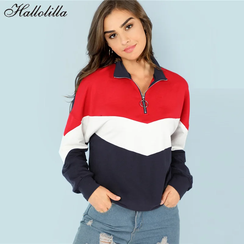 

Повседневная Женская толстовка в стиле пэчворк с отложным воротником модная женская Толстовка Harajuku с длинным рукавом Женские топы одежда