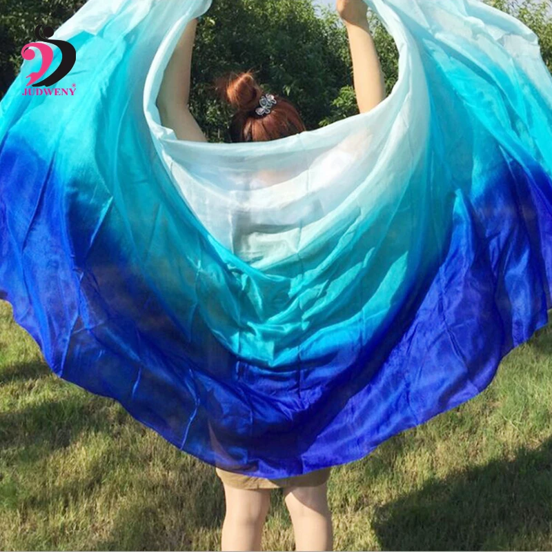 Дизайнерская 100% натуральная шелковая вуаль для танца живота дешевые вуали