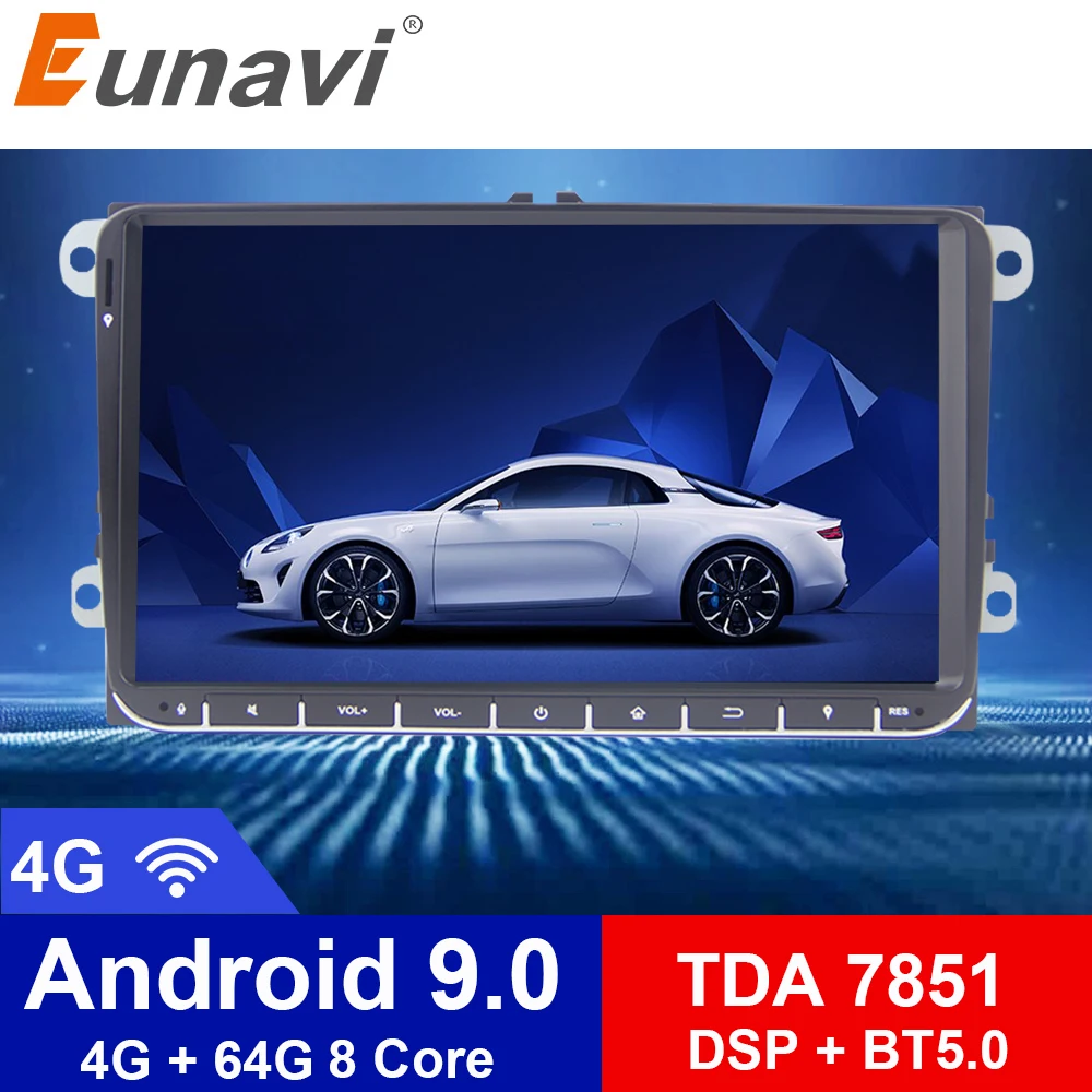 Автомагнитола Eunavi 2 din Android 9 0 GPS для VW Passat B6 CC Polo GOLF 5 6 Touran Jetta Tiguan Magotan Seat дюймов экран