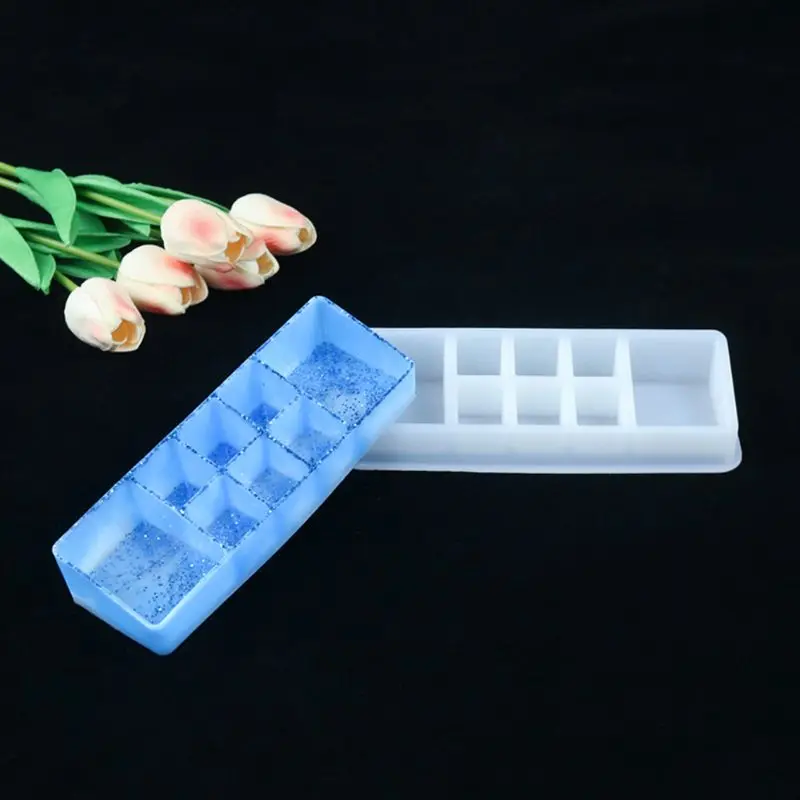 

Crystal Epoxy Resin Mold Square Lattice Lipstick Storage Casting Silicone Mould 32CE