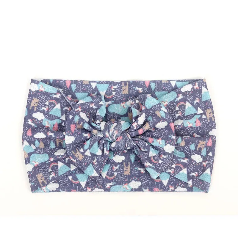 Детские повязки на голову с принтом и бантом нейлоновая эластичная ткань узлом