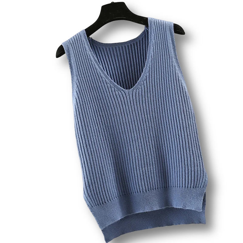 

Solid Knitted Women Sweater Vest Autumn New V-Neck Sleeveless Loosse Casual All Match Female Pulls Outwear Tops