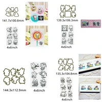 animal theme kitty set cats metal cutting dies and transparent clear stamps for diy scrapbooking album paper cards new 2021