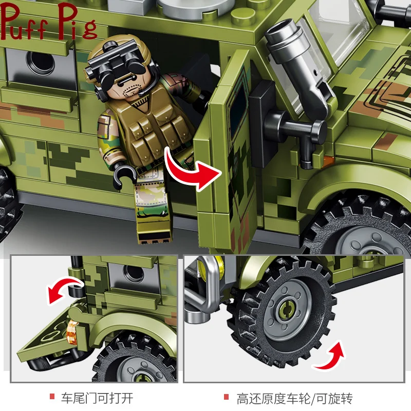 269pcs Tiger Assault Car Building Blocks Military Armored Vehicle DIY Truck Bricks for Children Educational Toys Boy's Gift | Игрушки и