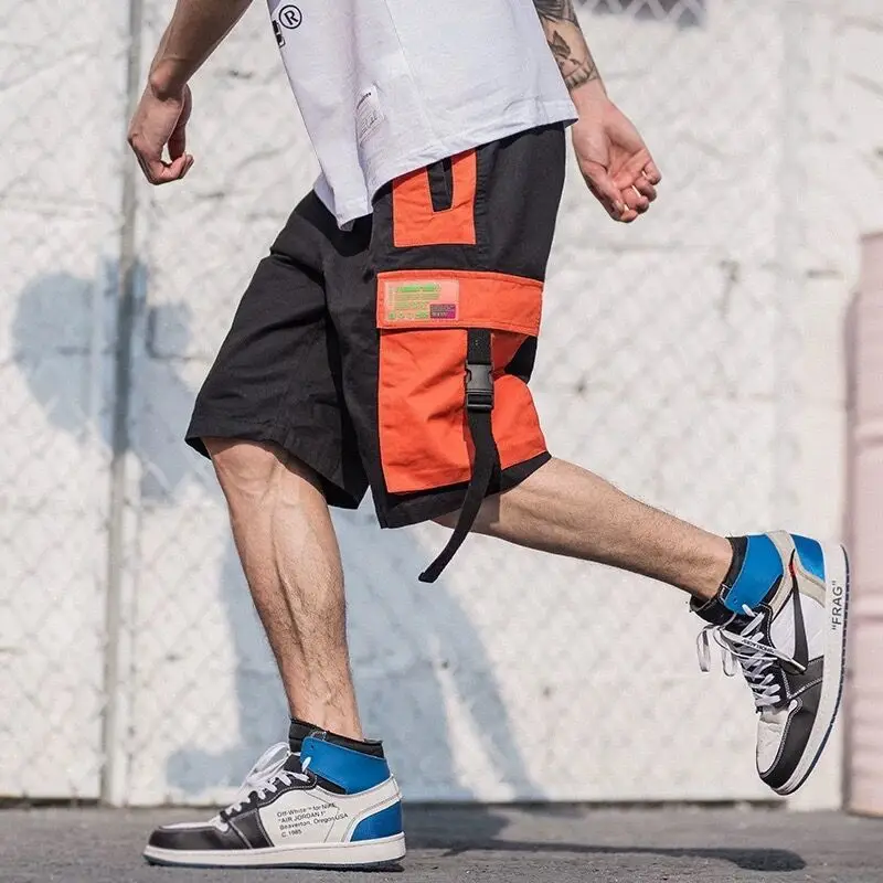 

Men Street Style HipHop Cargo Shorts Summer Patchwork Mens Baggy Cotton Pocket Shorts Male Punk Korean Fashion Trousers