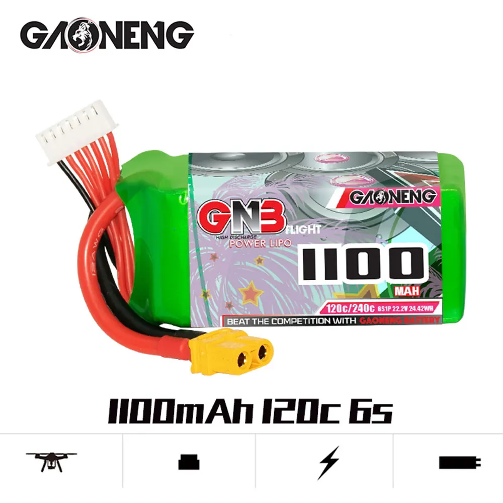 Gaoneng GNB 1100 мАч 22 2 в 6S 120C XT60 Дрон FPV легкий вес новая модель высокая скорость C LIpo