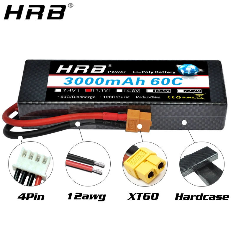 HRB 11 1 V 3000mah Lipo 3S батарея 60C жесткий чехол XT60 T Deans XT90 TRX EC5 разъем для Traxxas багги