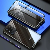 magnetic adsorption glass case for samsung s20 plus s10e s9 s8 note 10 pro note 9 a70 a51 a21s m31 metal magnet protective cover