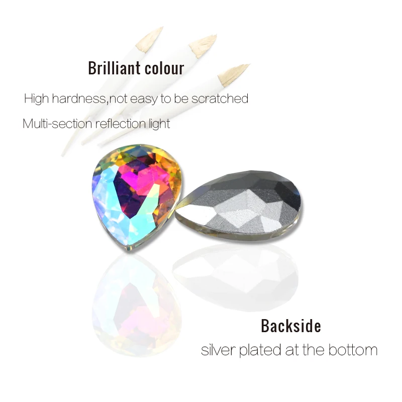 QL блестящие цветные стеклянные стразы со слезоточивыми каплями хрустальные с