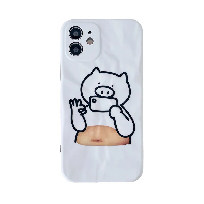 

Fashion Selfie piggy white phone case is suitable for iPhone11 12Pro Max mini X XR XSMax 8 7PluS anti-drop protective back cover