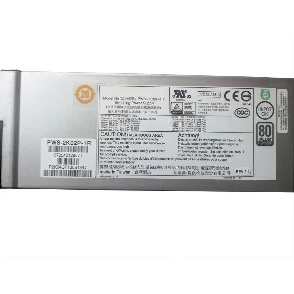 

100% test for power supply for PWS-2k02P-1R 2000W Work Good