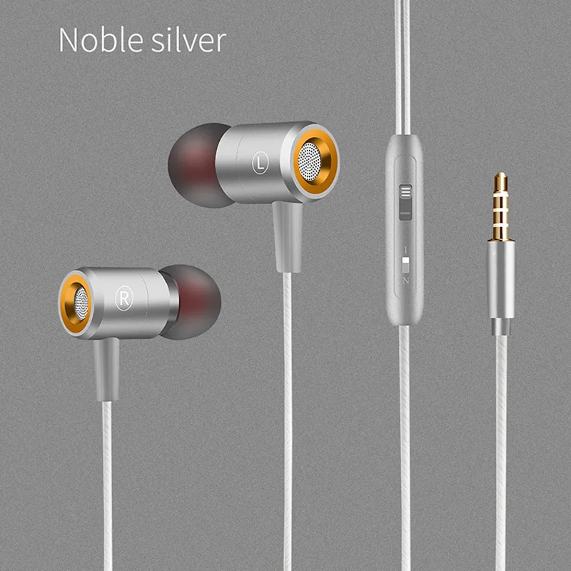 Silver Проводные наушники, не Bluetooth наушники для iPhone Xiaomi, супер бас гарнитуры 3,5 мм, спортивные не беспроводные наушники fone de ouvido - Цвет: Silver
