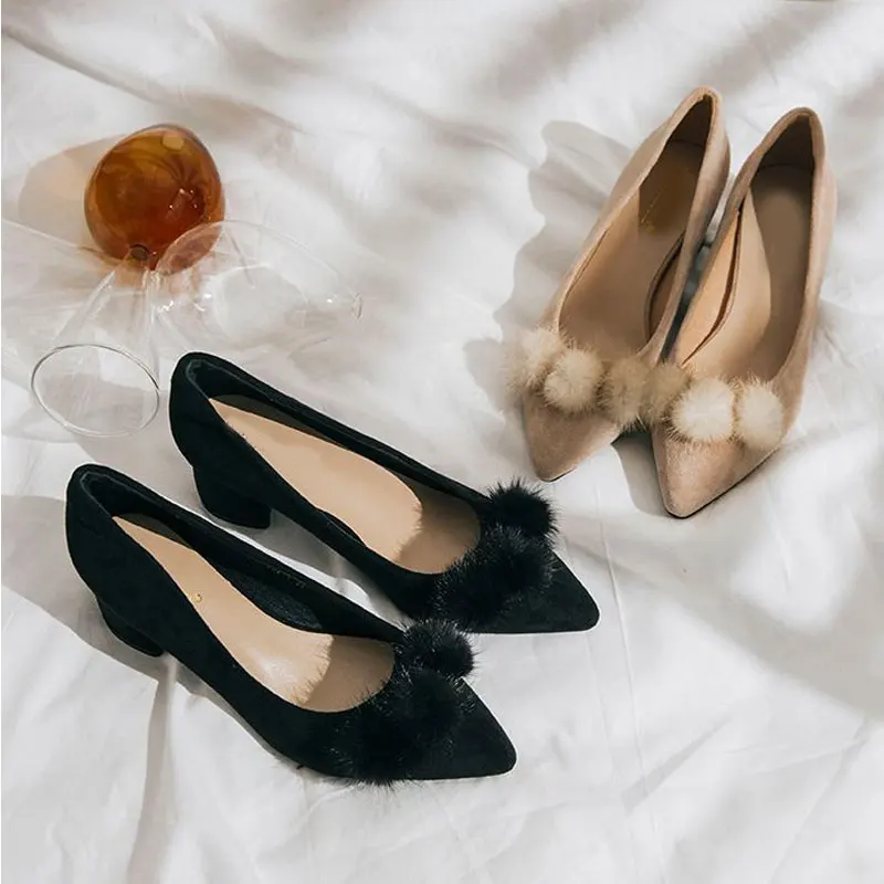 

New Suede Luxury Wedding Shoes Brand Women Shoes Pointed Toe High Heel Ladies Shoes