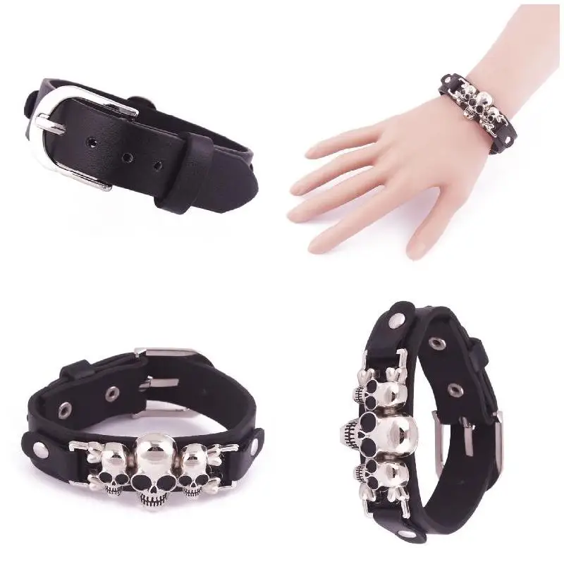 Новый повседневный мужской браслет в готическом стиле с черепом из