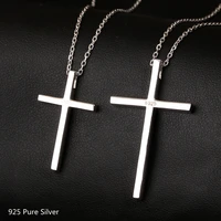 925 sterling silver simple cross pendant necklace light polishing pendant for women men jewelry