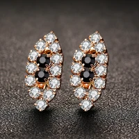 new fashion eye shape hoop earrings black white zirconia pave bohemia trendy straight piercing earring stud accessory gifts