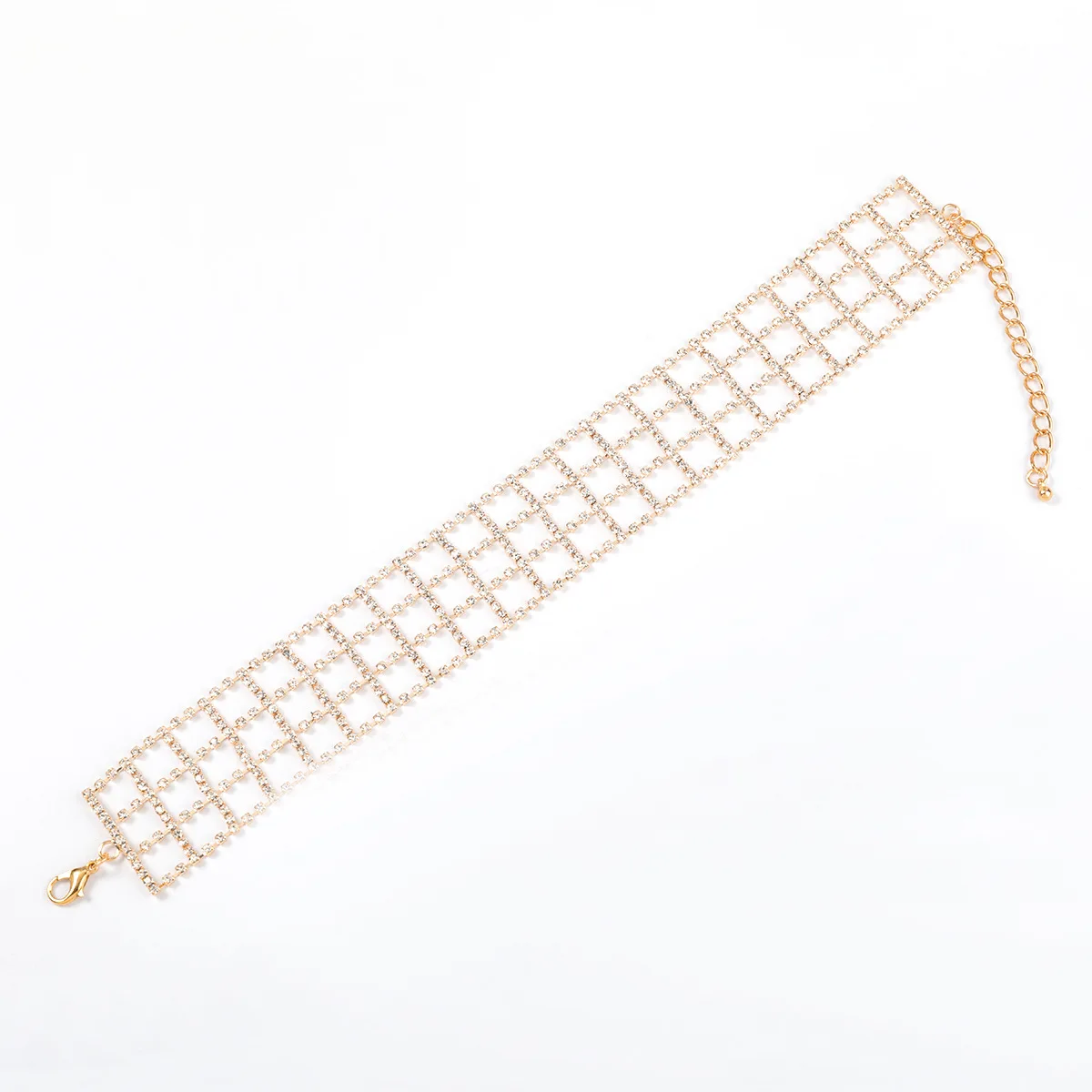 

2021 Spring New Fashion Exaggerated Metal Rhinestone Mesh Necklace Women's Popular Creative Party Jewelry Accessories