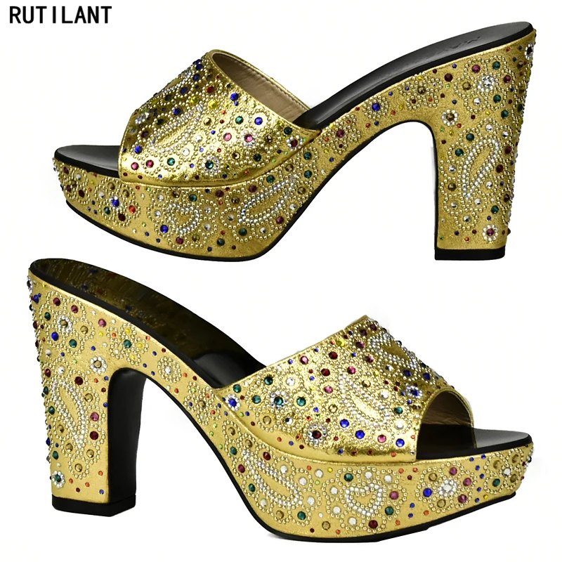 Новое поступление свадебные туфли золотого цвета для женщин модные женские