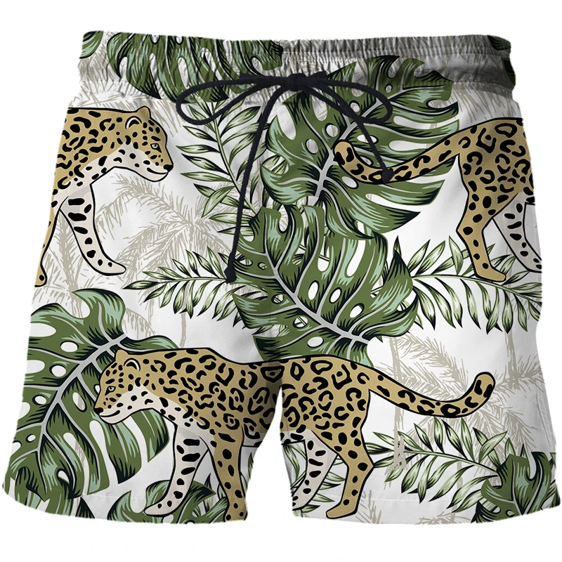 New style men's shorts Cartoon animal pattern casual drawstring shorts high quality leopard tiger shorts men's sports shorts