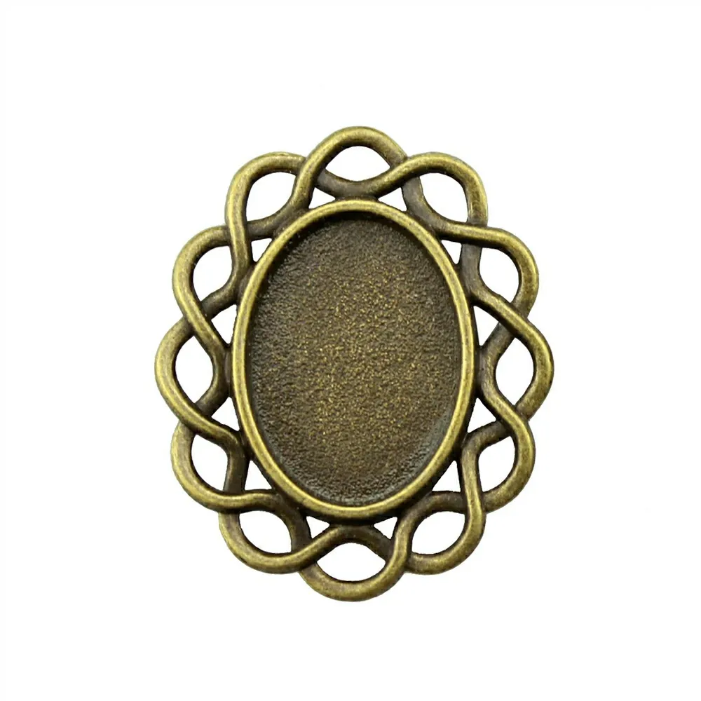 

10pcs 13x18mm Inner Size Vintage Antique Bronze, Antique Silver Color Oval Shape Cabochon Base Setting Outer Size 30x25mm