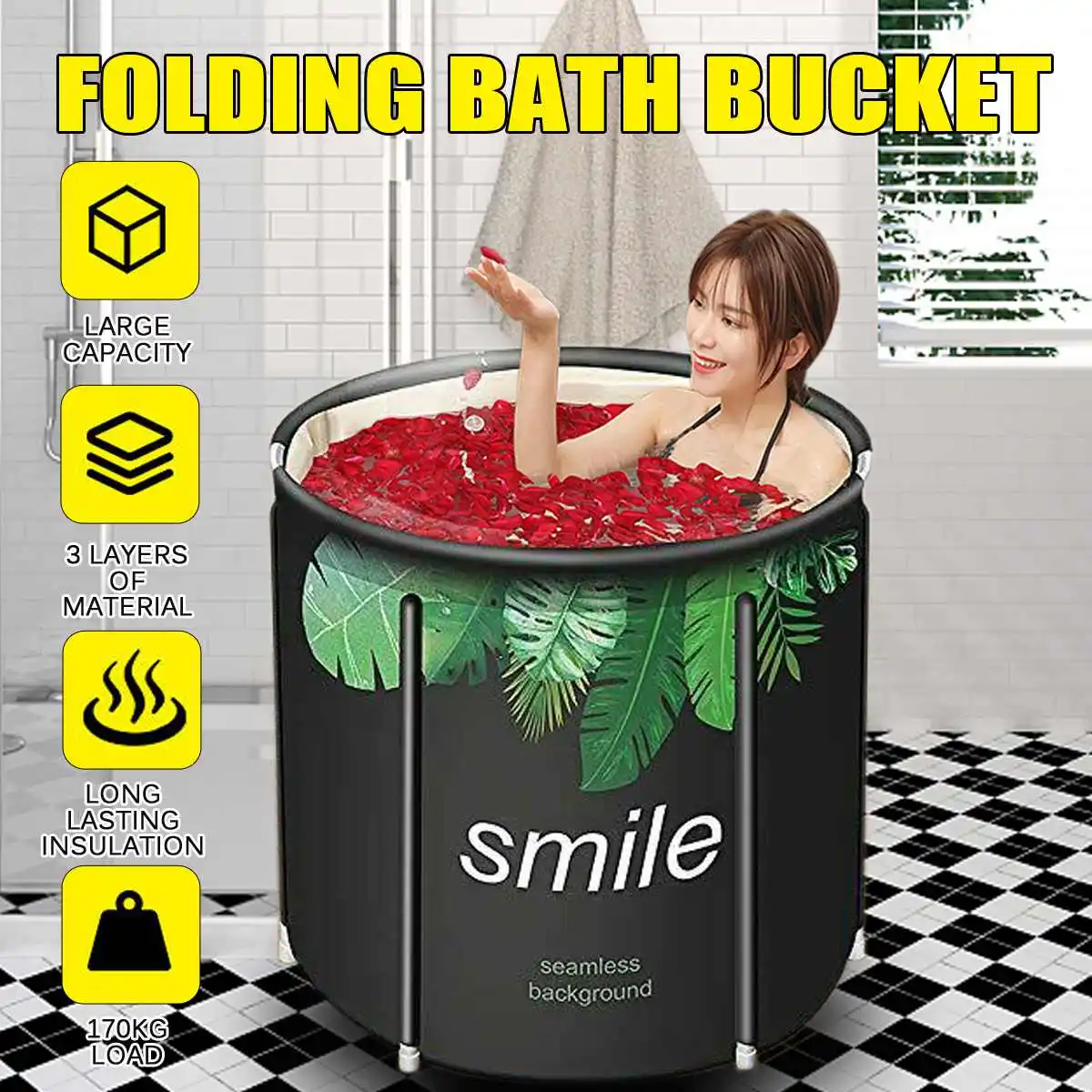 

Portable Foldable Bathtub 120-150L Home Thickened Adult Inflatable Bath tub Home Single SPA Massage Pool Plastic Bathing Bucket