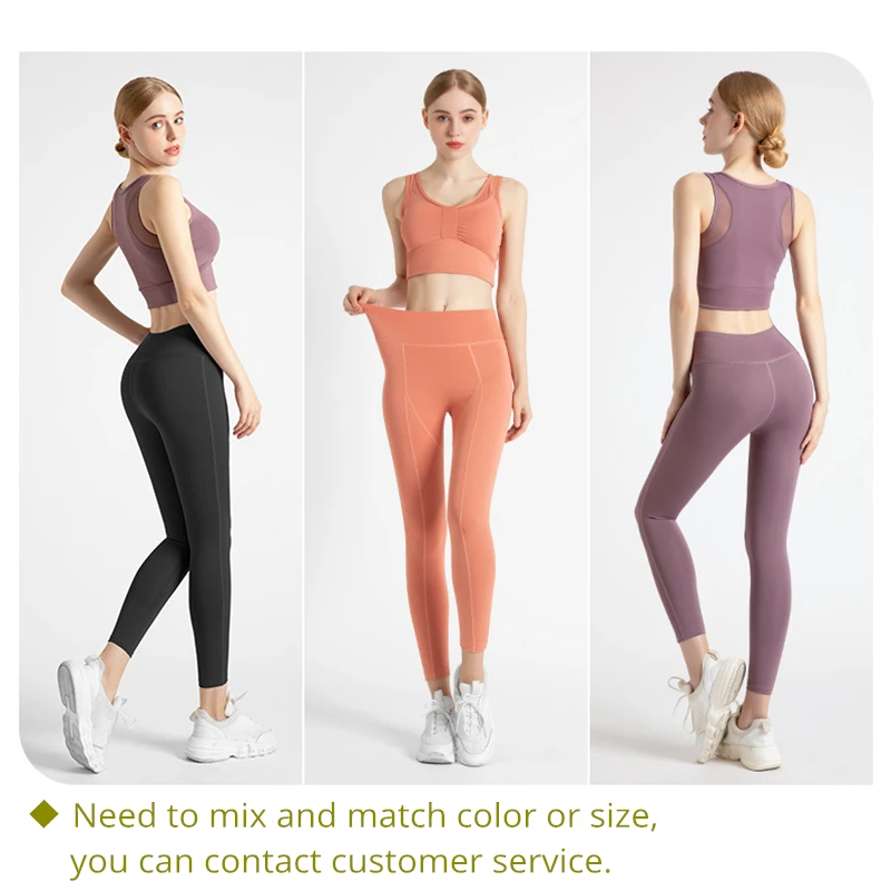 Women Slim Yoga Sets Elastic Running Sports Suits Gym Fitness Bras High Waist Leggings Girl's Soft Tracksuit Training Sportwear