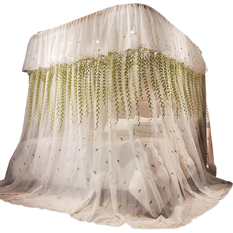 

2020 New Style U-Shaped Track Mosquito Net Household Light Luxury Embroidered Mosquito Net Princess Wind Bed Curtain High-End