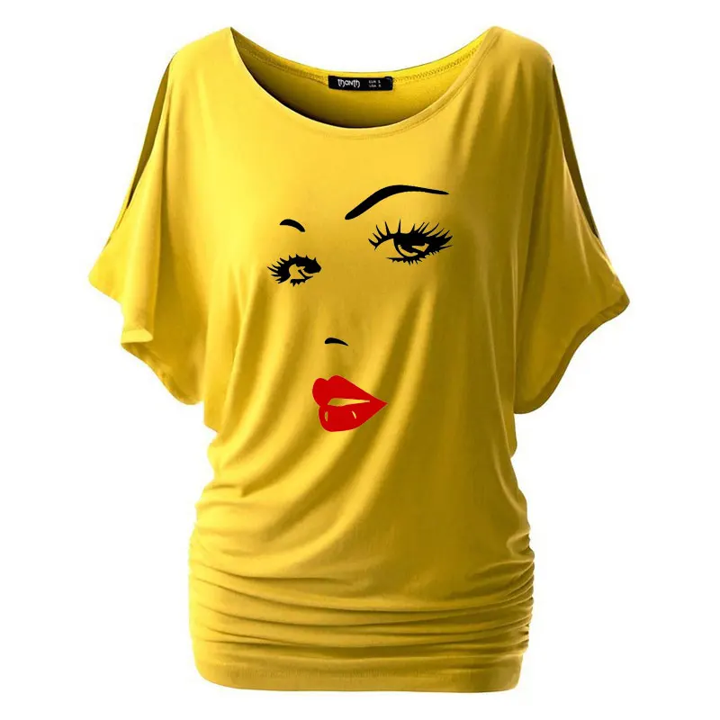 Женские сексуальные футболки для салонов красоты лица губ Летний стиль короткий