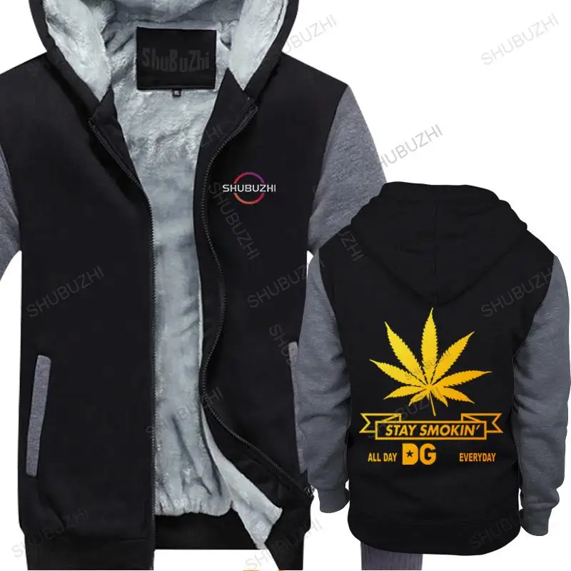 

men's shubuzhi thick hoodies winter jacket zipper STAY SMOKIN ALL DAY EVERYDAY unisex fashion fleece outwear hoody bigger size