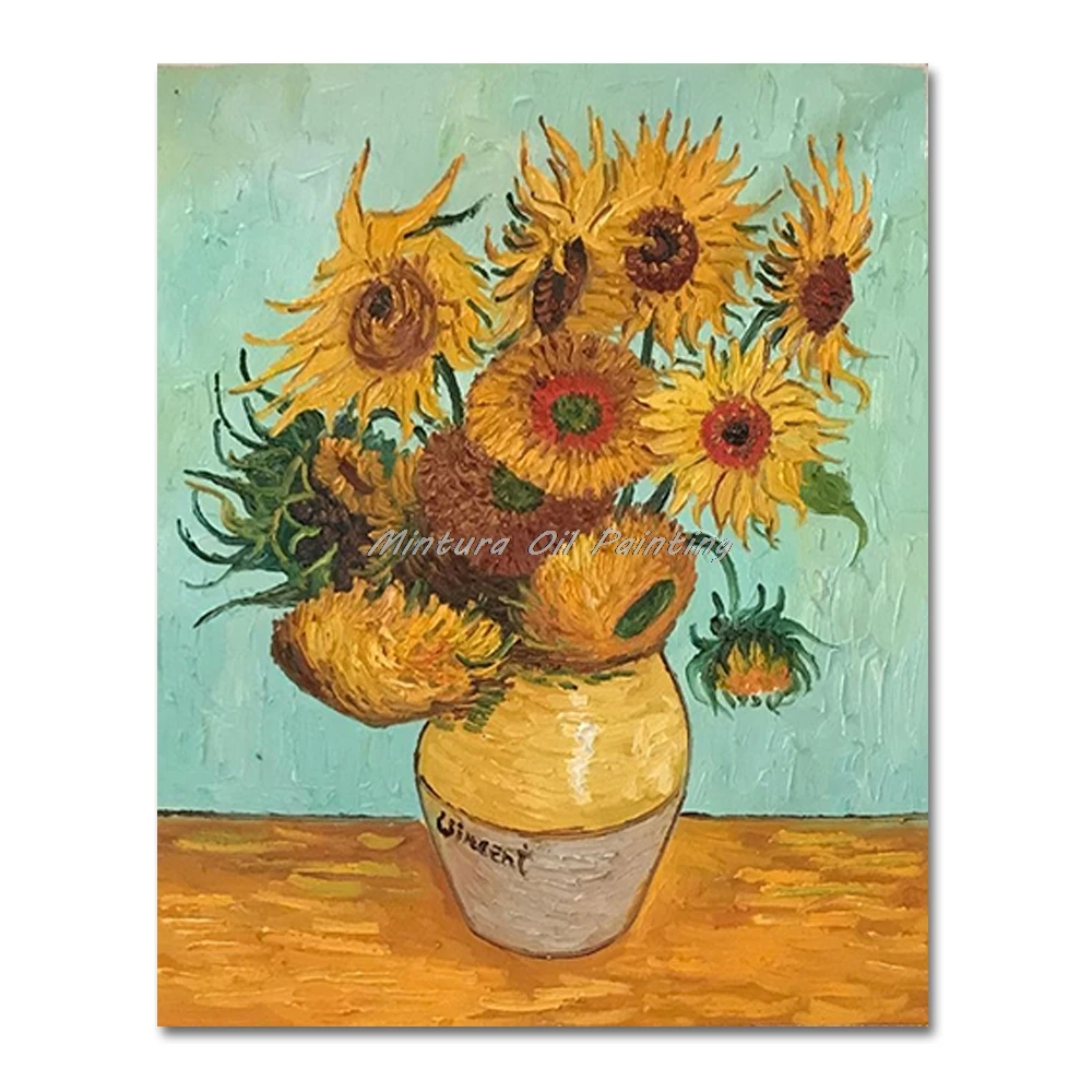 

Mintura The Vase Sunflower Of Vincent Van Gogh Hand Painted Famous Oil Paintings On Canvas Wall Art Picture For Hotel Decoration