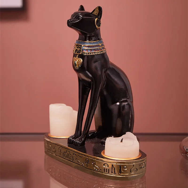 Американский Ретро египетский кот Подсвечник Статуя изделия из смолы литые