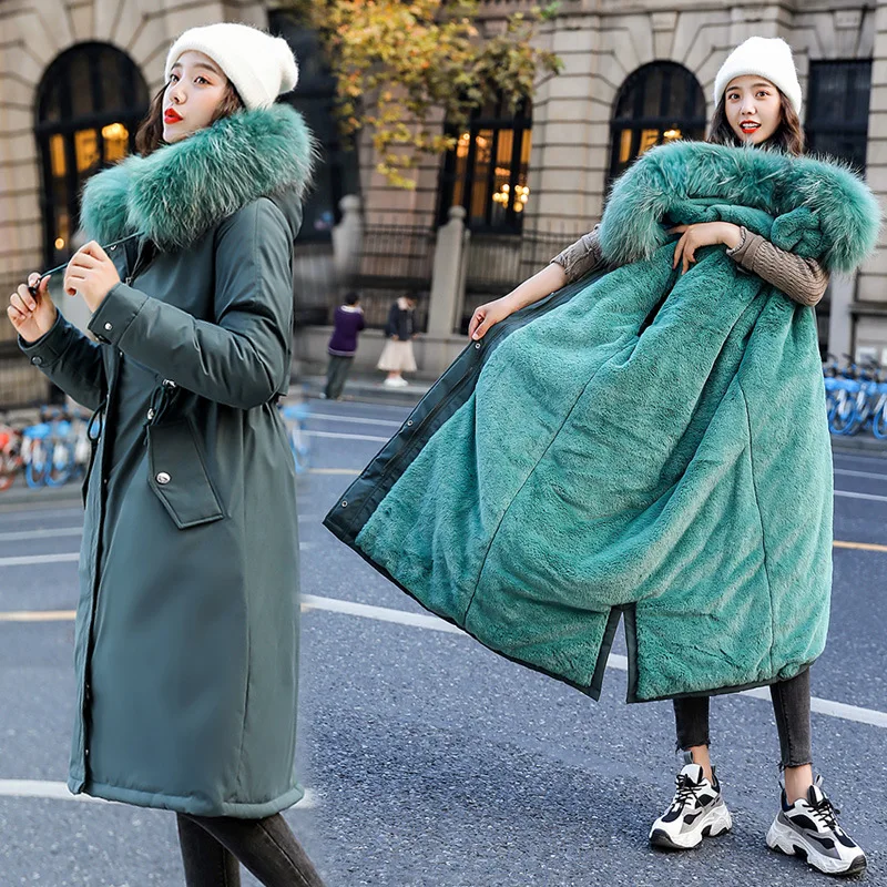Модная длинная парка hapпри с хлопковой подкладкой и капюшоном Женская облегающая