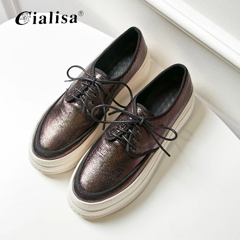 Online Kanseet Wedges Sepatu Putih Sepatu Wanita Baru Platform Kulit Kasual Hak Tinggi Pompa Wanita Musim Semi Musim Gugur