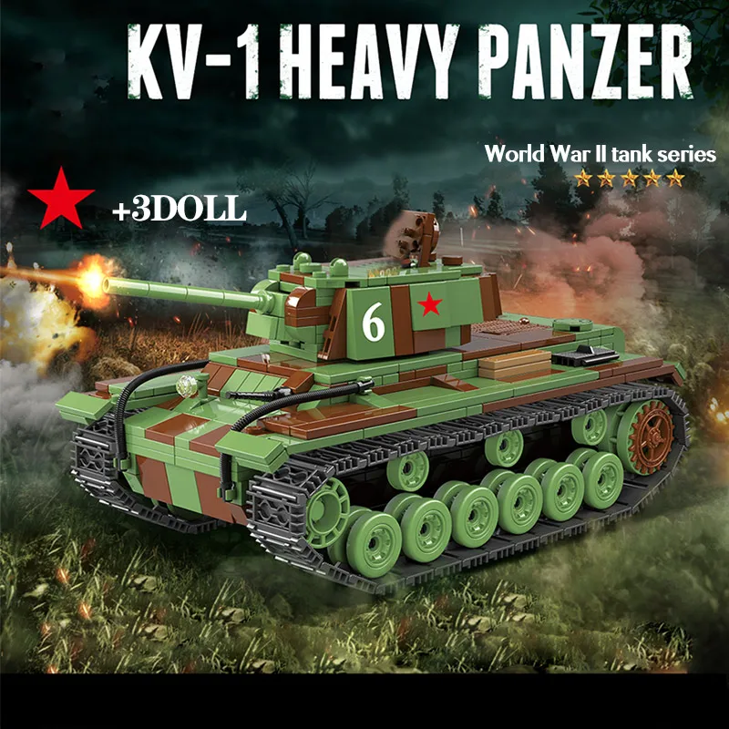 768 шт. военные строительные блоки KV1 для России тяжелых танков город WW2 солдат