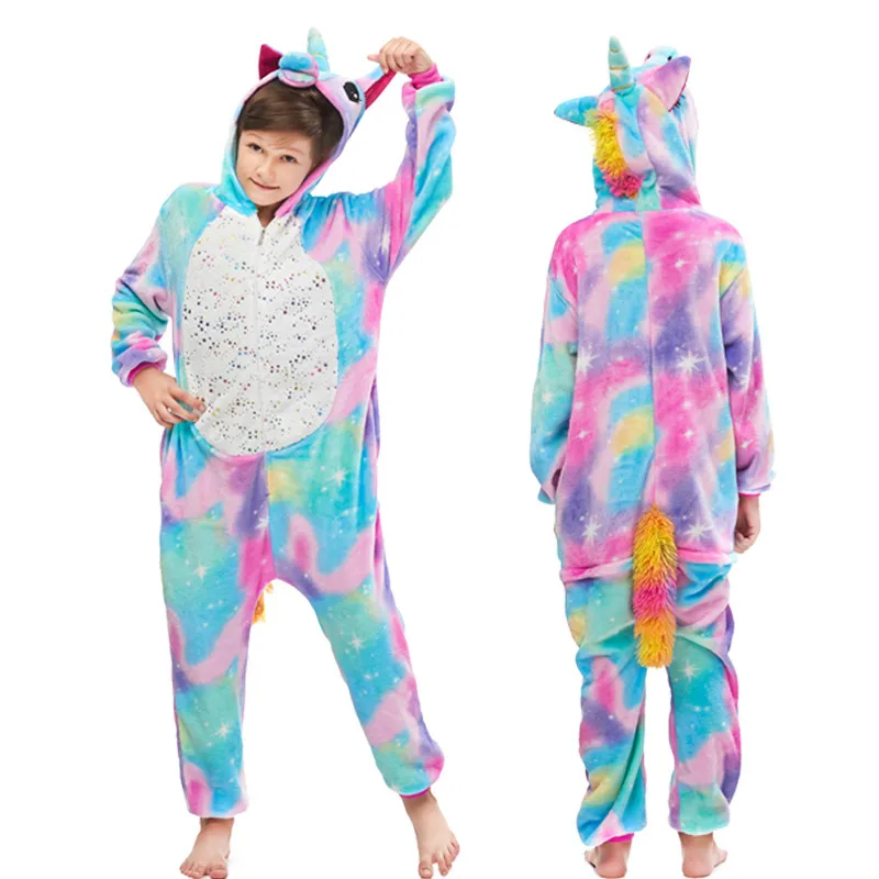 New Winter Unicorn Pajamas For Children Animal Pyjamas Kids Panda Stich Onesie Boys Girls Sleepwear Unicornio Jumpsuit