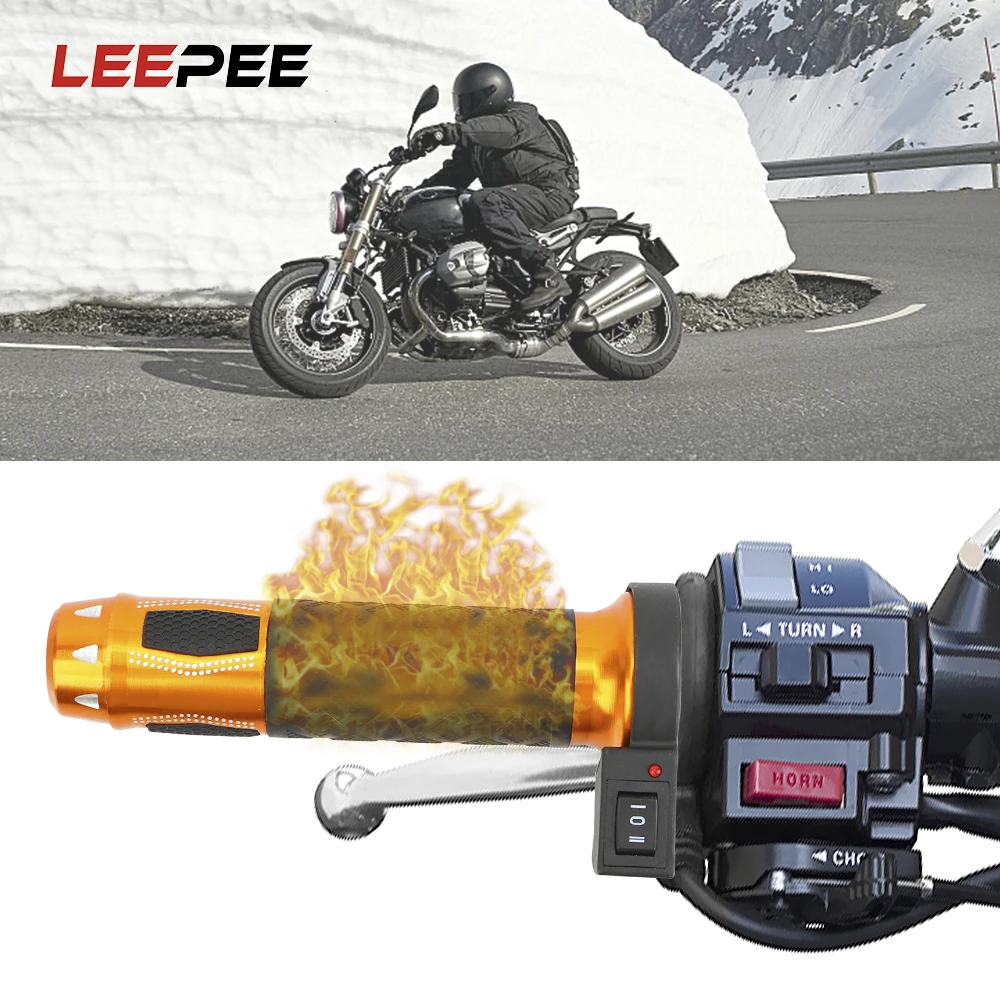 

LEEPEE 12v Motorcycle Handlebar Electric Hot Heated Handle Grips 22mm Moto Modified Handlebar 2 Pcs