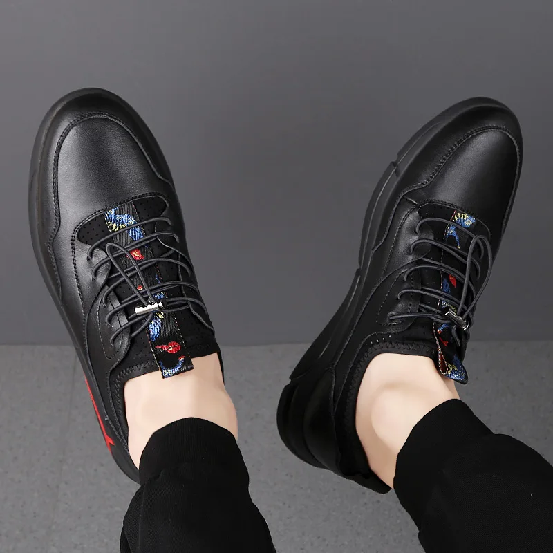 Кроссовки мужские из натуральной кожи Вулканизированная подошва повседневные