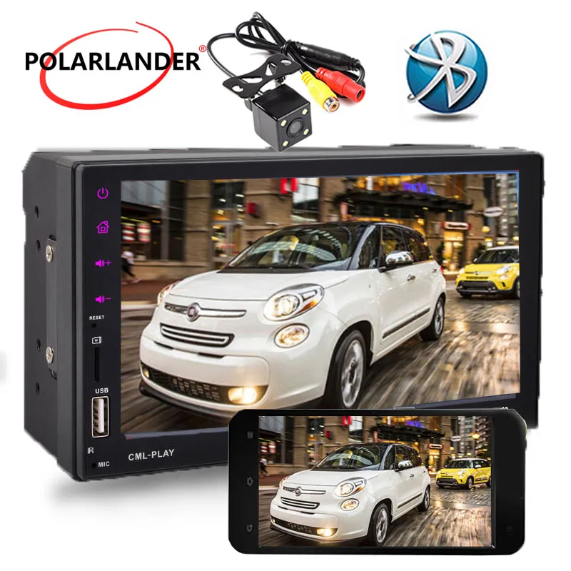 Автомобильный стерео 9 языков 2 DIN 7 Bluetooth Поддержка камеры заднего вида FM/TF/USB плеер