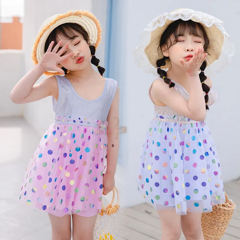 

One-Piece Cute Children(3 to 5 years old) Swimming Skirts Polka Dot Princess Swim Dress Lovely Fruit Printed Skirt For Girls
