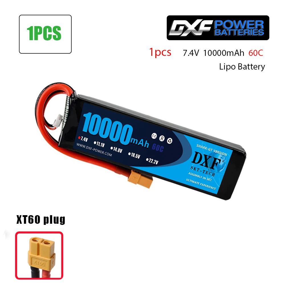 1PC2S10000SoftXT60 DXF RC автомобиль Lipo батарея 2S 7,4 V 10000mah 60C Max120C Rc самолет автомобиль Parrot Bebop 2 Дрон 11,1 V 2700mah запасное ядро - Цвет: 1PC2S10000SoftXT60
