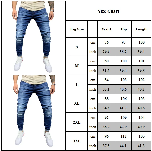 

Mens Ripped Slim Fit Jeans Jegging Stretchy Skinny Denim Pants Casual Trousers