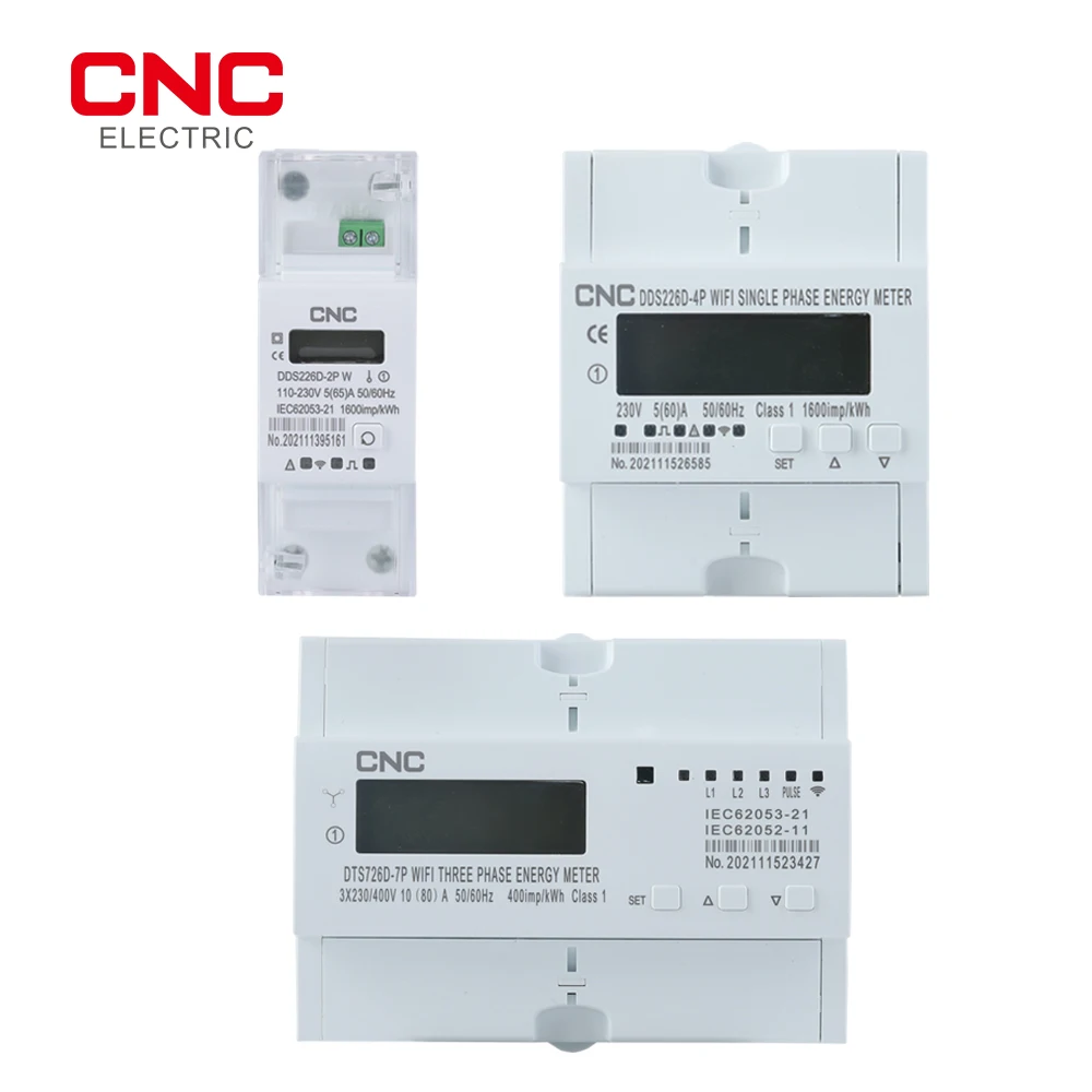 CNC Tuya Single Phase 220V 50/60Hz 65A Din Rail WIFI Smart Energy Meter timer Monitor kWh Meter Wattmeter