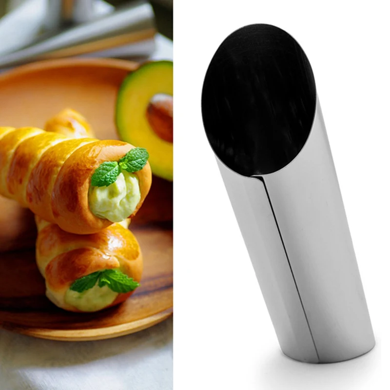 

6pcs Stainless Steel Conical Tube Roll Horn Bread Moulds Spiral Croissants Tubes Molds Dessert Pastry Cream Bread Mold Bakeware