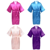 girls satin kimono robe kids sleepwear solid color children bathrobe princess nightgown robes for spa party wedding birthday