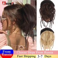aosi synthetic straight chignon with elastic band messy scrunchie wrap for ponytail extension for women braiding hairpieces