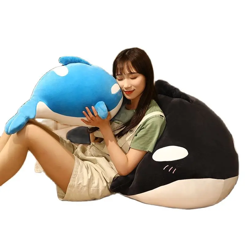 Милая плюшевая игрушка 40/60/80 см с жирным Китом набивные животные синяя черная