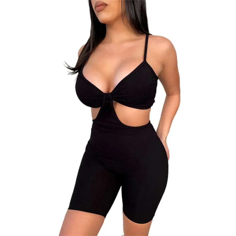 

80% Dropshipping!!Jumpsuit Hollow Skinny Women Spaghetti Strap V Neck Rompers for Cocktail
