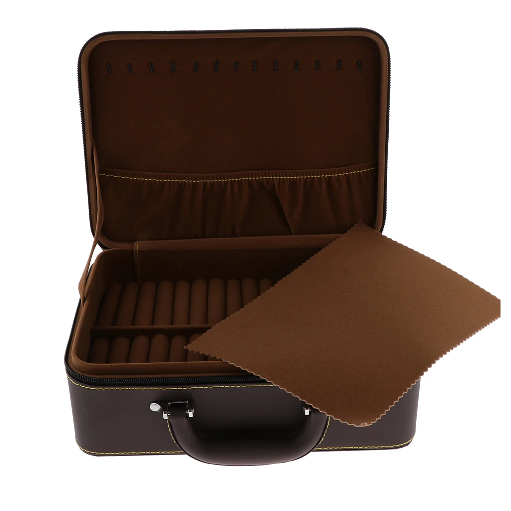 

Luxury Portable PU Leather Jewellery Display Travel Organizer Box Ring Storage Holder with Zipper 31 x 22.5 x 11.2cm